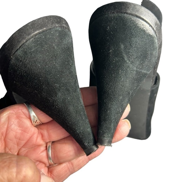 Bleaker and Bond Leather Black Suede Pointed Toe Sling Pumps Sz 10 - Picture 6 of 13